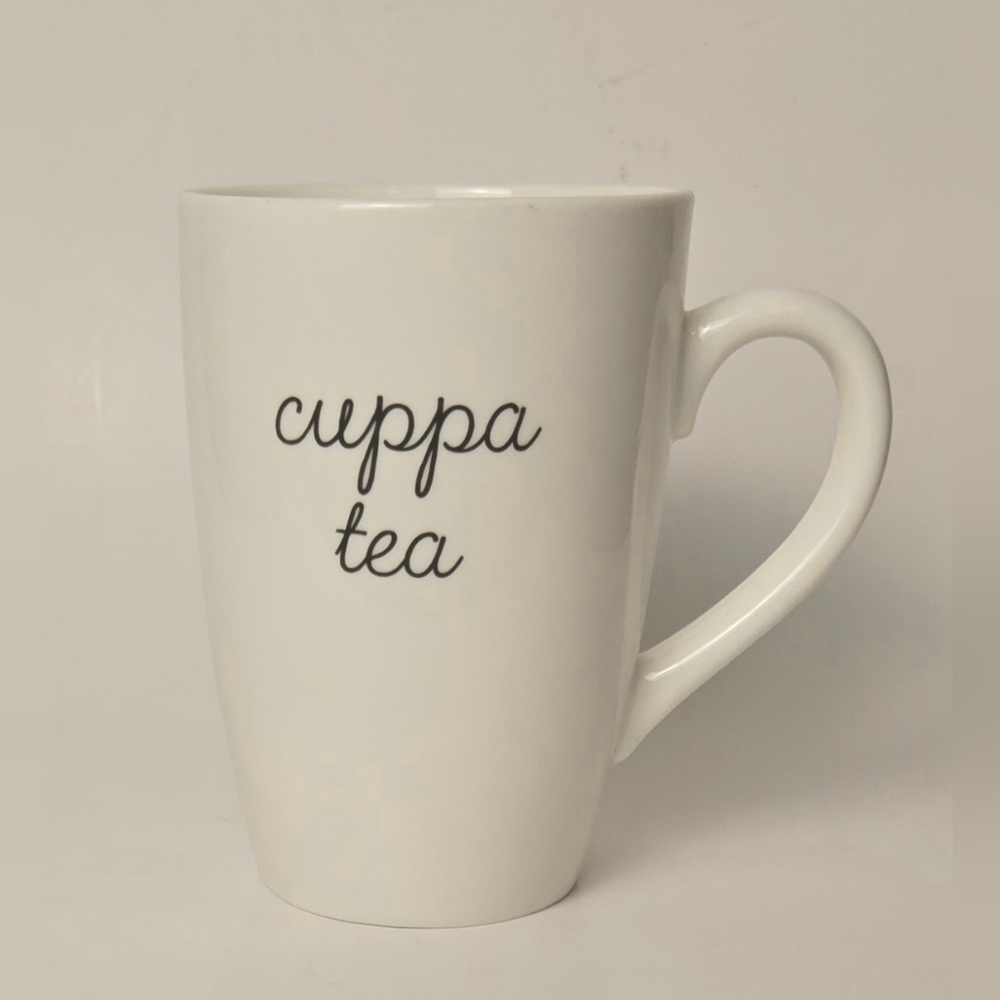 Indigo White Ceramic Mug – “Cuppa Tea” Minimalist Kitchenware